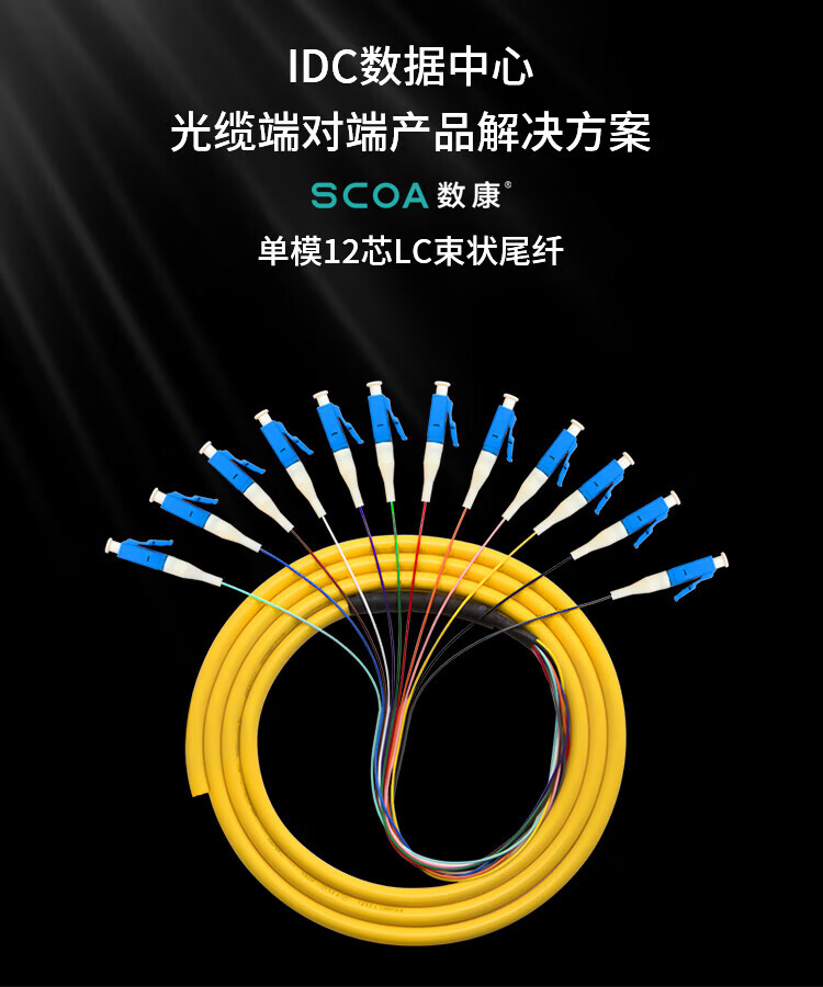 电信级单模光纤跳线 12芯LC小方头OS2束状尾纤 (https://www.scoa-cn.com/) 光纤尾纤 第1张
