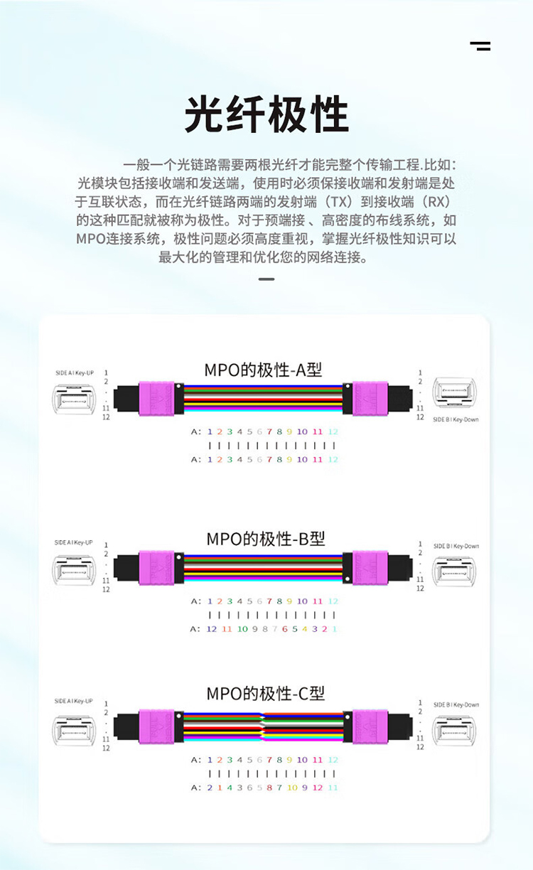 8芯MPO-MPO光纤跳线 母头B极性MTP OM4万兆多模跳纤 (https://www.scoa-cn.com/) 40G100G400GMPO线缆 第9张
