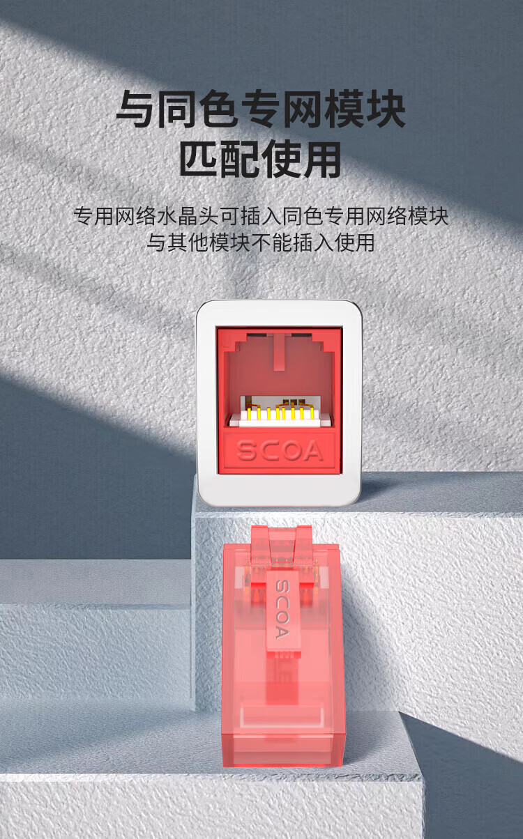 内外网网络跳线 红色非屏蔽RJ45-L/H异型口跳线 防混插防违规外联 (https://www.scoa-cn.com/) 六类非屏蔽信道系统 第2张