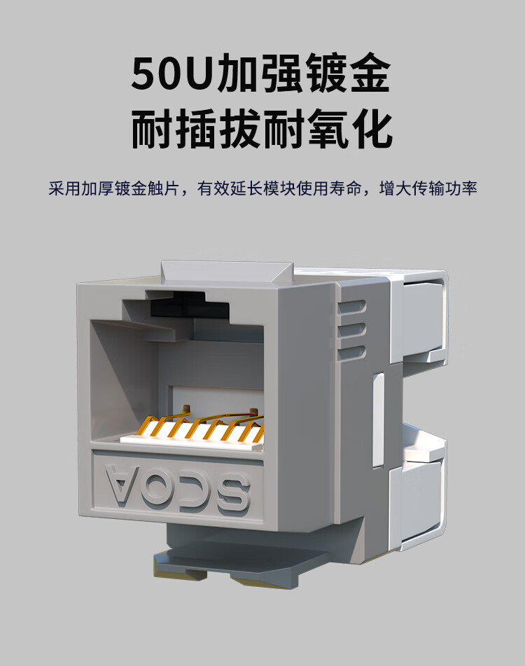 超五类网络模块 Cat5e千兆网线插座面板模块 非屏蔽 50U镀金 (https://www.scoa-cn.com/) 超五类非屏蔽信道系统 第3张