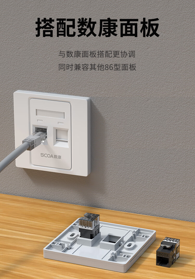 六类网络模块 Cat6千兆网线插座面板模块 非屏蔽 50U镀金 (https://www.scoa-cn.com/) 六类非屏蔽信道系统 第6张
