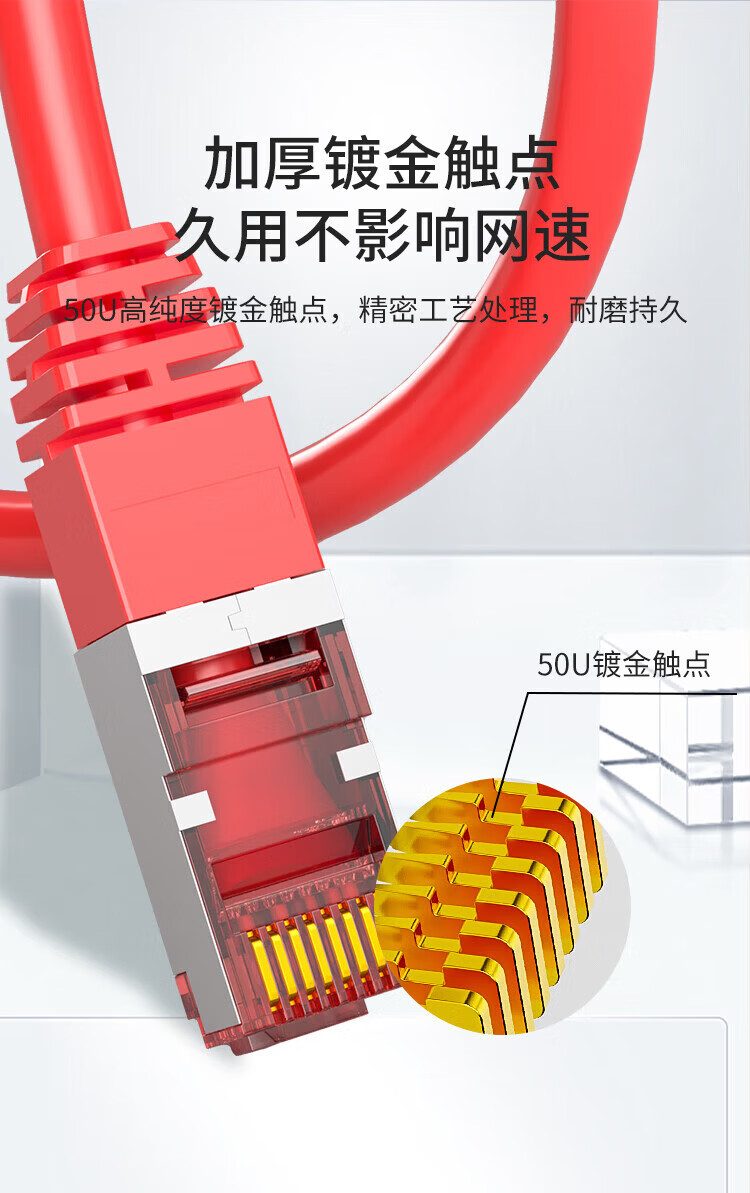 内外网网络跳线 红色屏蔽异形RJ45-L/H水晶头连接线 (https://www.scoa-cn.com/) 六类屏蔽信道系统 第3张