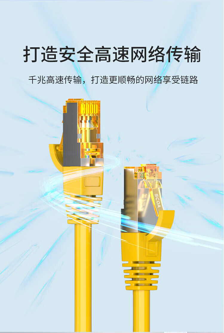 内外网网络跳线 黄色屏蔽异形RJ45-L/H水晶头连接线 (https://www.scoa-cn.com/) 六类屏蔽信道系统 第2张