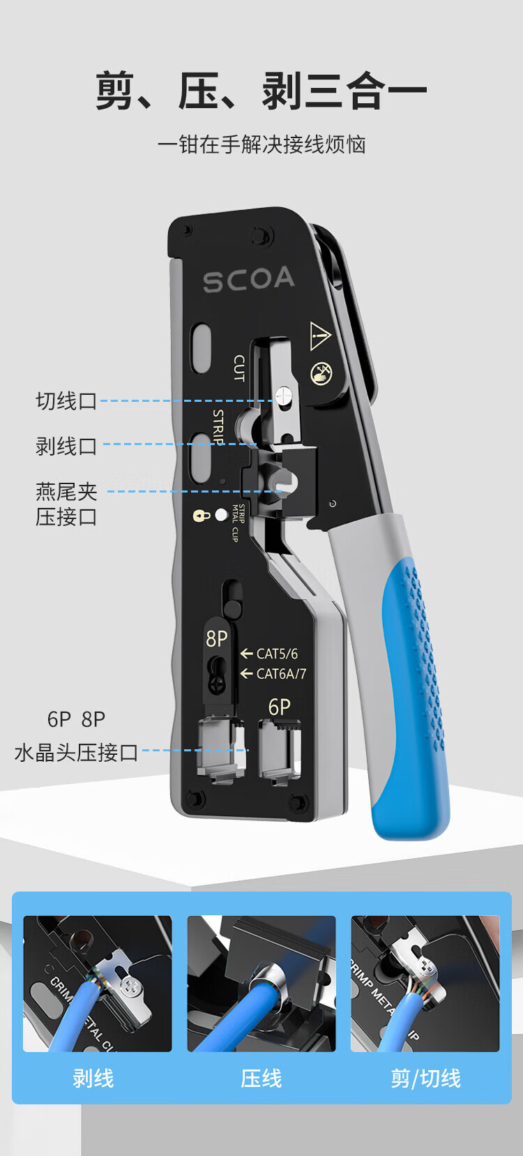 网线钳 内外网专用钳子 (https://www.scoa-cn.com/) 铜缆布线系统附件 第2张