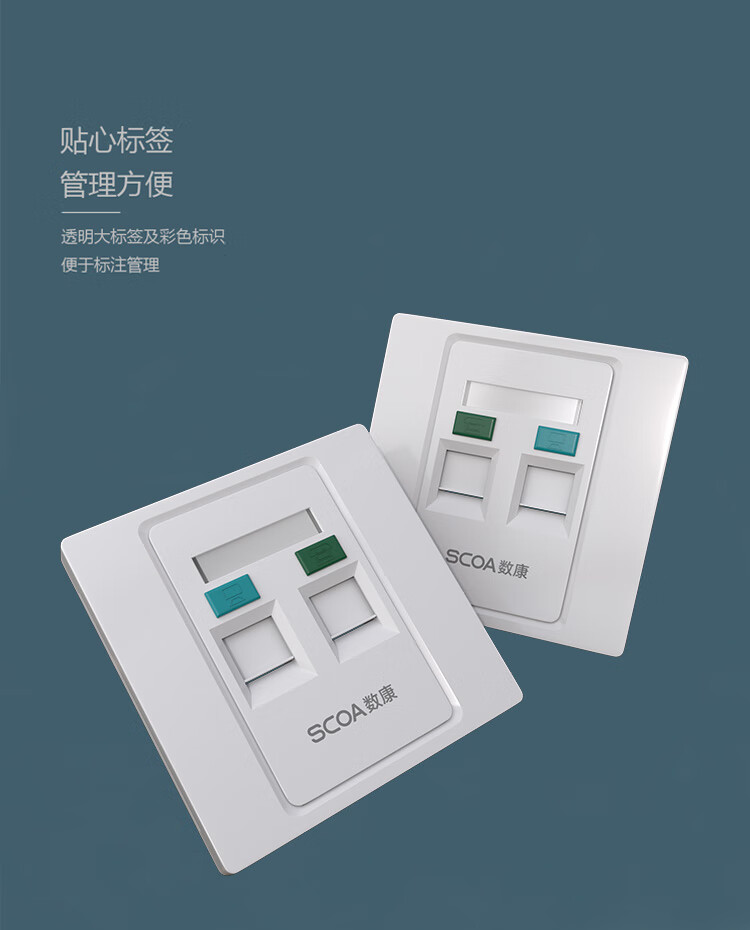 网络面板 Cat6类千兆网线水晶头网口 86型双口面板 白色 加厚双扣面板 (https://www.scoa-cn.com/) 网络面板 第5张