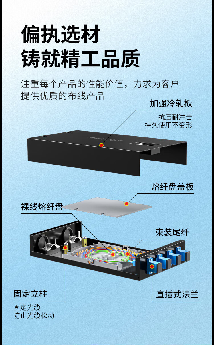 光纤终端盒 4口4芯【满配SC尾纤+法兰】单模大方头 (https://www.scoa-cn.com/) 光纤配线箱 第2张