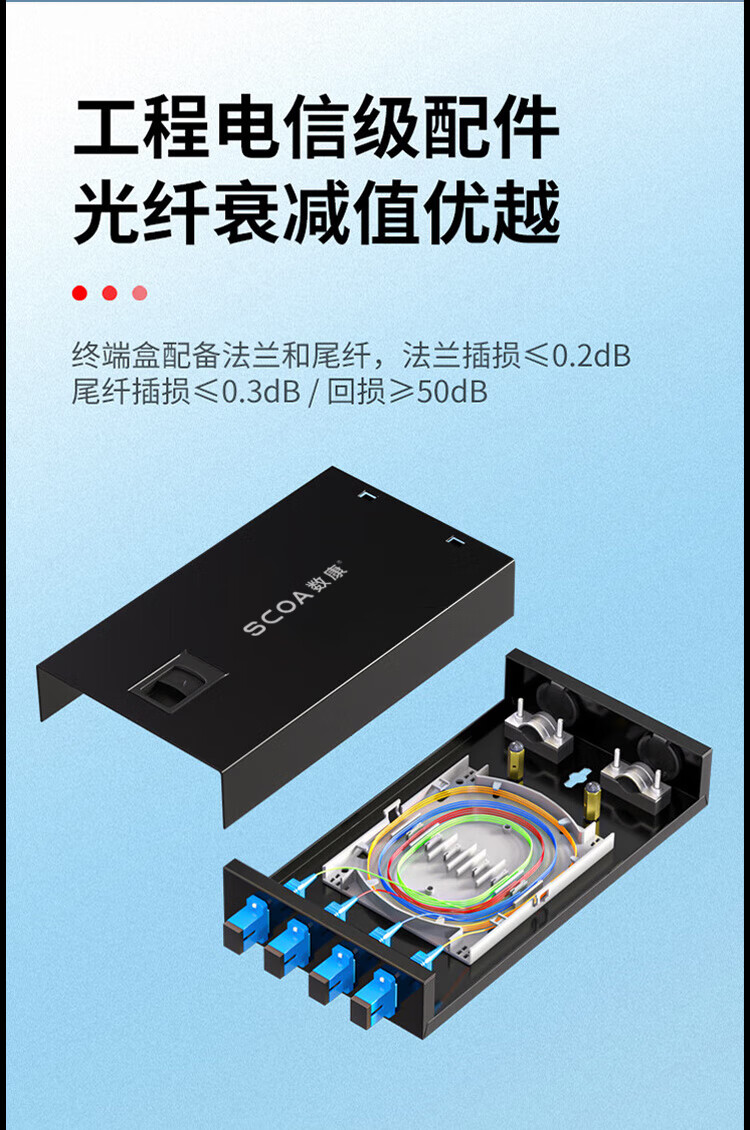 光纤终端盒 4口4芯【满配SC尾纤+法兰】单模大方头 (https://www.scoa-cn.com/) 光纤配线箱 第7张