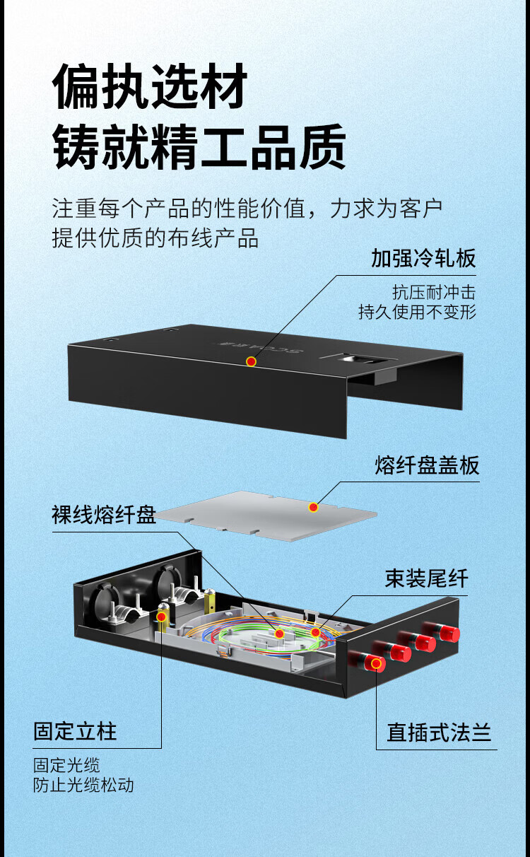 光纤终端盒 4口4芯【满配FC尾纤+法兰】单模圆头 (https://www.scoa-cn.com/) 光纤配线箱 第2张