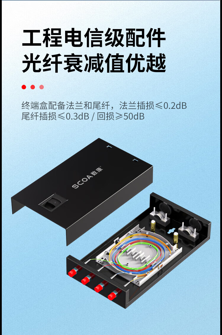 光纤终端盒 4口4芯【满配FC尾纤+法兰】单模圆头 (https://www.scoa-cn.com/) 光纤配线箱 第7张
