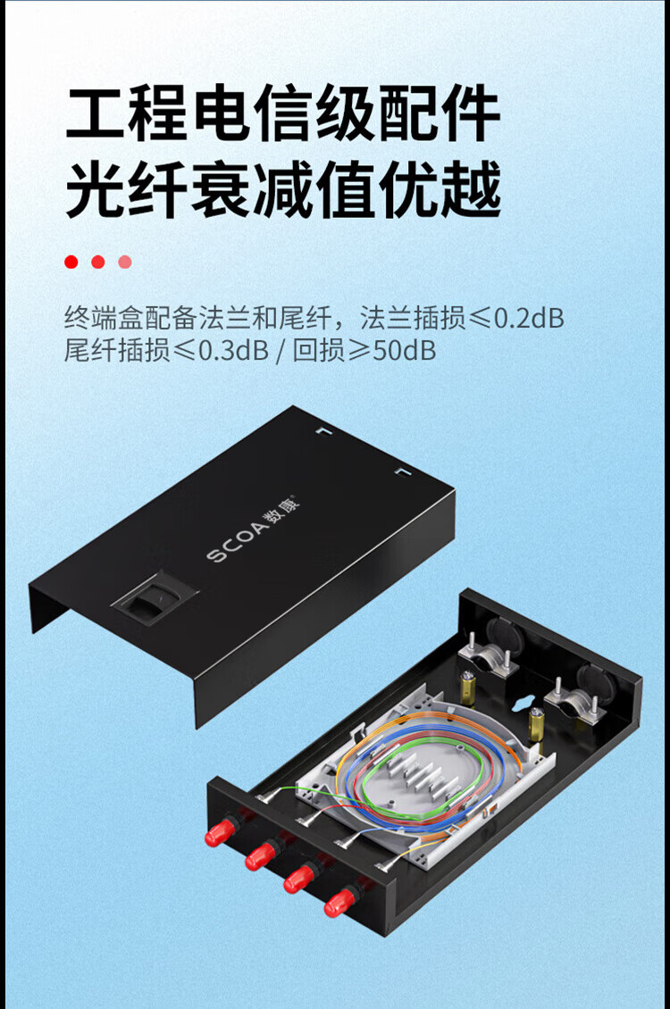 光纤终端盒 4口4芯【满配ST尾纤+法兰】单模挂口 (https://www.scoa-cn.com/) 光纤配线箱 第7张