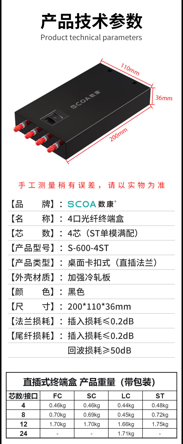 光纤终端盒 4口4芯【满配ST尾纤+法兰】单模挂口 (https://www.scoa-cn.com/) 光纤配线箱 第10张