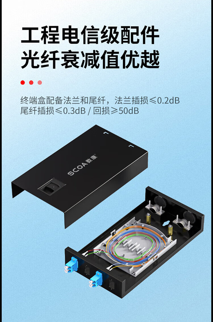 光纤终端盒 4口4芯【满配LC尾纤+法兰】单模小方头 (https://www.scoa-cn.com/) 光纤配线箱 第7张