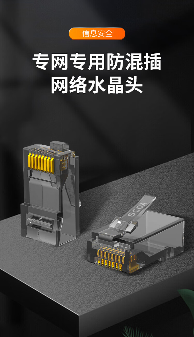内外网转换专网水晶头 异形水晶头RJ45-L/H 灰色 非屏蔽 (https://www.scoa-cn.com/) 六类非屏蔽信道系统 第1张
