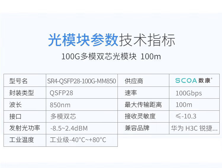QSFP28光模块 100G多模MPO光模块 850nm光纤模块100米 (https://www.scoa-cn.com/) 光纤模块 第6张